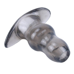 Gray Silicone Hollow Anal Plug