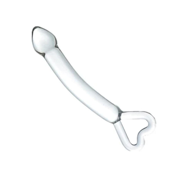 Curved Arrow Glass Heart Dildo