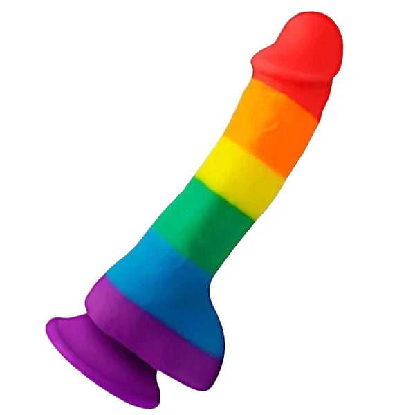 Colorful Realistic 7 Inch Rainbow Dildo With Suction Cup