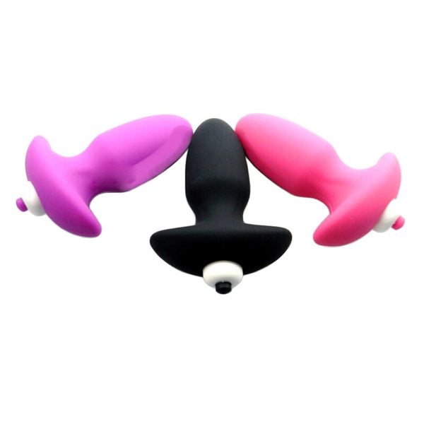 Colored Hollow Silicone Vibrating Butt Plug 4.13 Inches Long