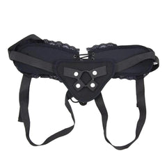 Black Lacy Strap On Vibrator Harness