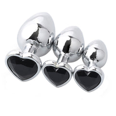 Princess's Black Heart Butt Plug Set (3 Piece)