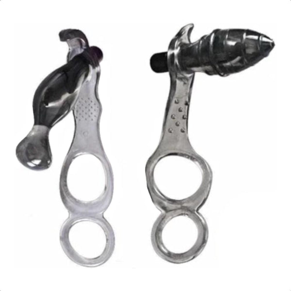 Dual Choke Cock Ring With Anal Stimulator