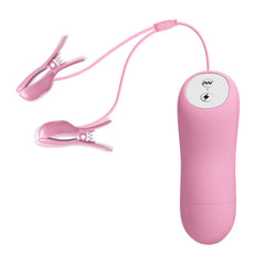 Pink Vibrating Electro Nipple Clamps Set