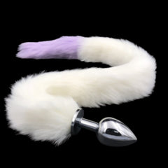 31' Stainless & Silicone White and Purple Tail Plug