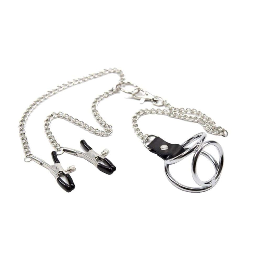 Stainless Metal Sisandsis Dress Ring With Nipple Clamps