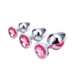 Jeweled Stainless Steel Butt Plug and Vibrator 2.87 to 4.02 Inches Long