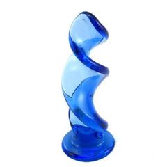 Stubby Blue Crystal Spiral Glass Dildo