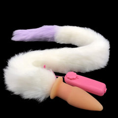 31' Stainless & Silicone White and Purple Tail Plug