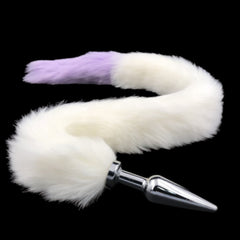 31' Stainless & Silicone White and Purple Tail Plug