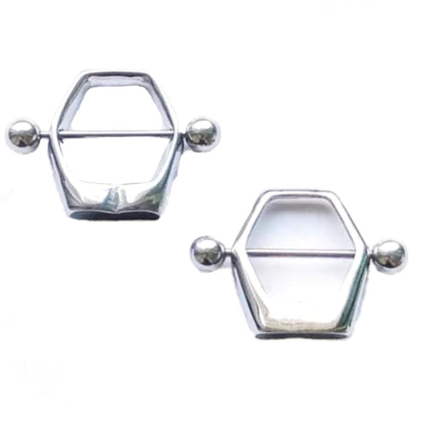 Hex-Shaped Men's Nipple Rings