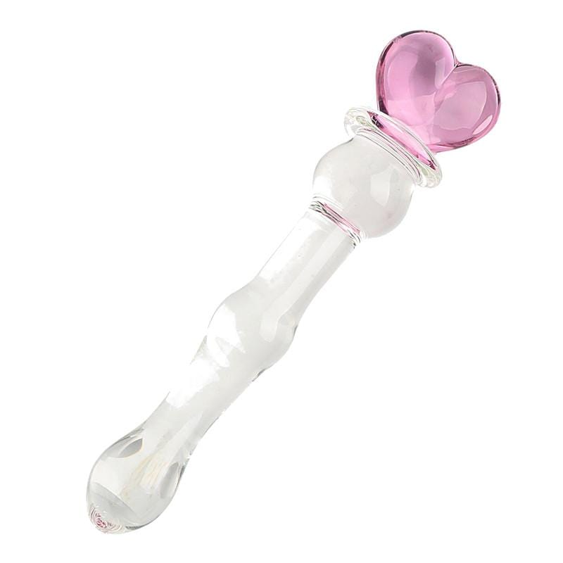 Cute Heart Masturbator Glass Dildo