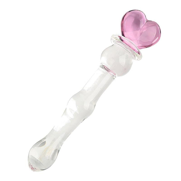 Cute Heart Masturbator Glass Dildo