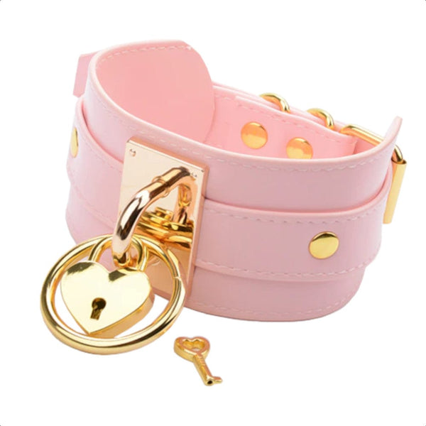 Oversized Girly Pink Leather Collar