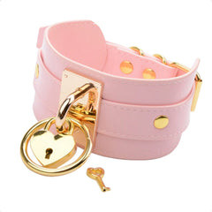 Oversized Girly Pink Leather Collar