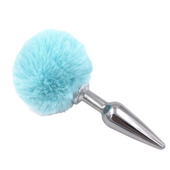 Multi Size Stainless Silicone Blue Bunny Tail Plug