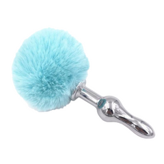 Multi Size Stainless Silicone Blue Bunny Tail Plug