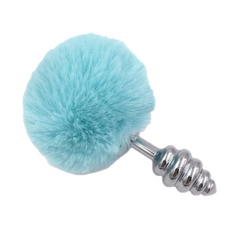 Multi Size Stainless Silicone Blue Bunny Tail Plug