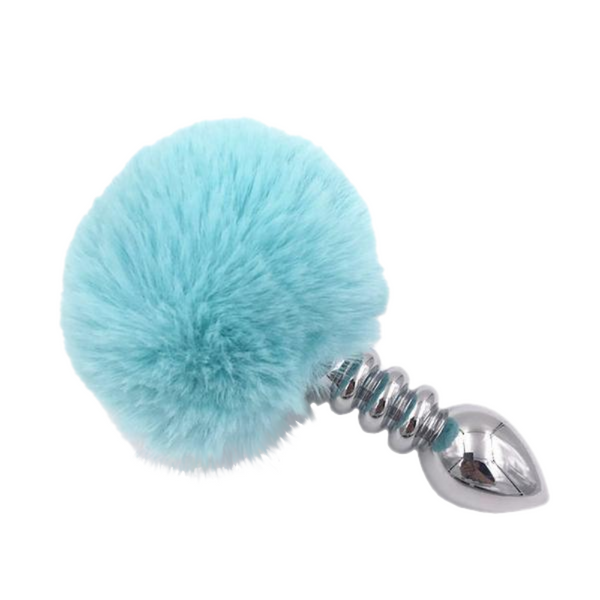 Multi Size Stainless Silicone Blue Bunny Tail Plug