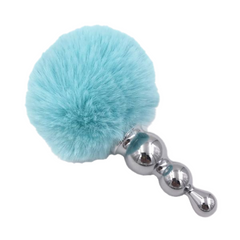 Multi Size Stainless Silicone Blue Bunny Tail Plug