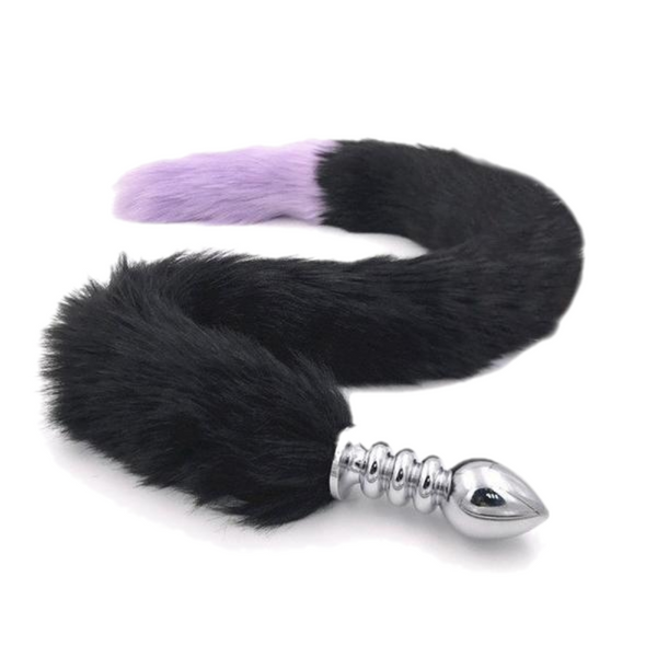 31' Stainless & Silicone Black and Purple Tail Plug