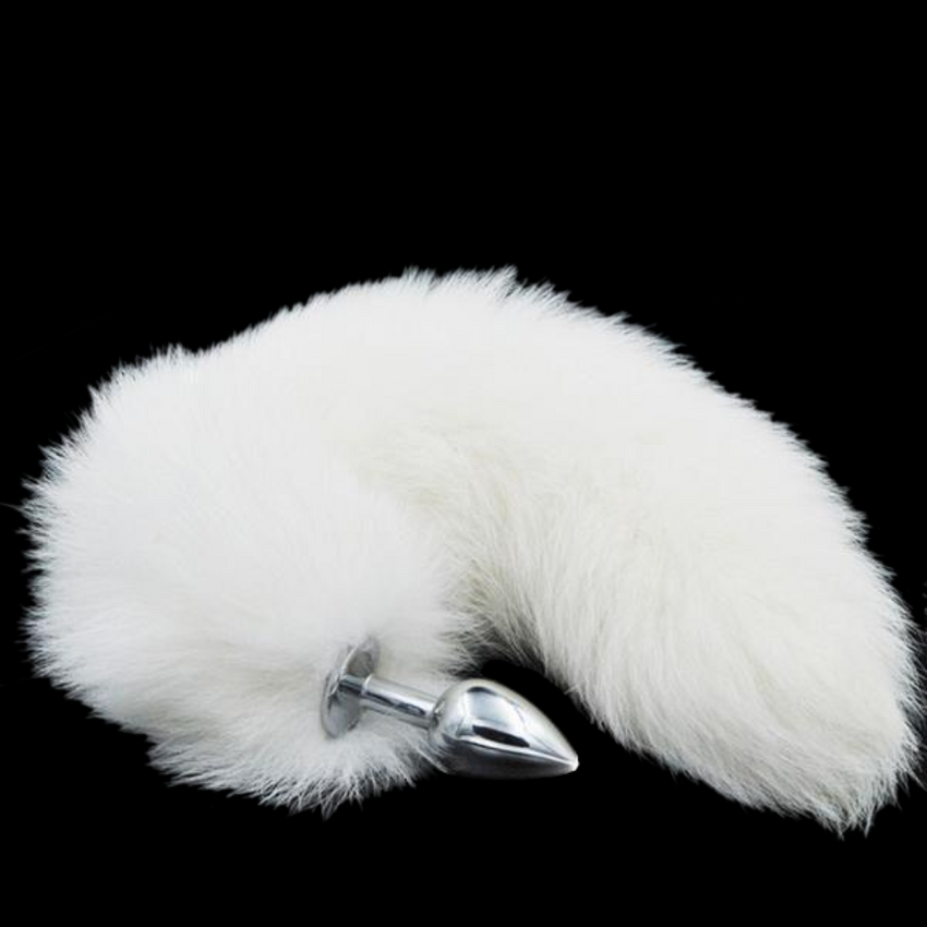 3 Sizes Stainless Steel White Fox Tail Plug