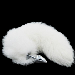 3 Sizes Stainless Steel White Fox Tail Plug