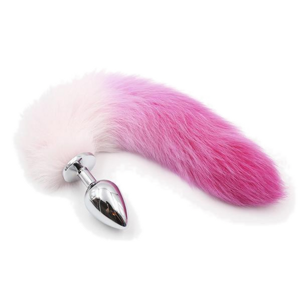 14' Stainless Steel Pink and White Cat Tail Plug