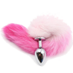 14' Stainless Steel Pink and White Cat Tail Plug