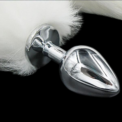 3 Sizes Stainless Steel White Fox Tail Plug