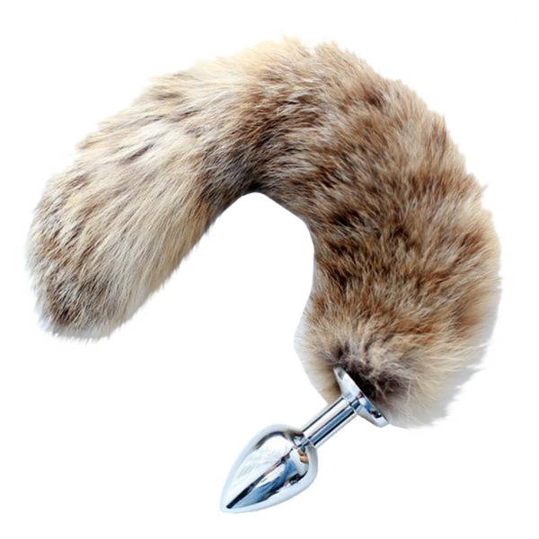 9' Stainless Steel Light Brown Raccoon Tail Plug