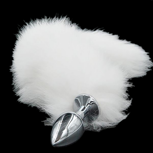 3 Sizes Stainless Steel White Fox Tail Plug