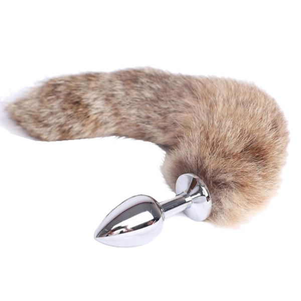 9' Stainless Steel Light Brown Raccoon Tail Plug