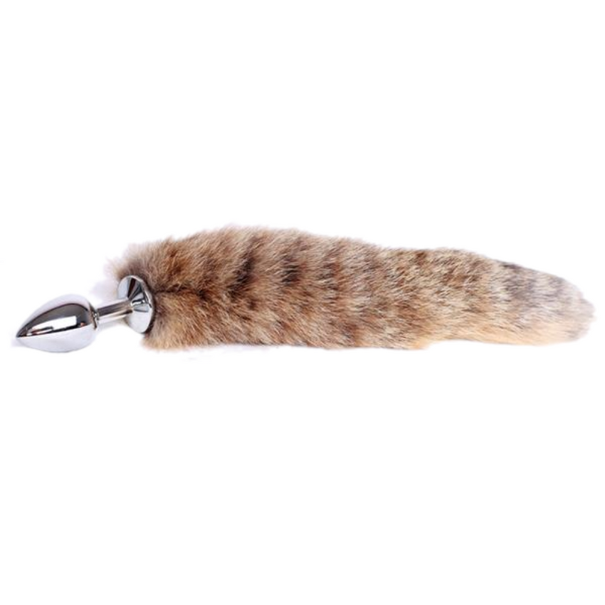 9' Stainless Steel Light Brown Raccoon Tail Plug