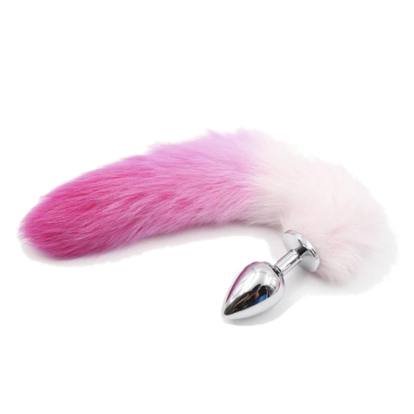 14' Stainless Steel Pink and White Cat Tail Plug