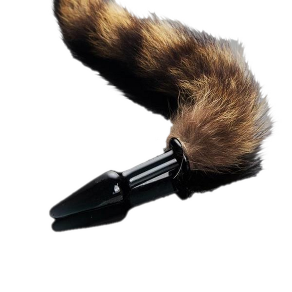 7' Multi Colored Glass Brown Fox Tail Plug