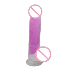 Glowing Two-Tone Suction Cup Dildo With Testicles