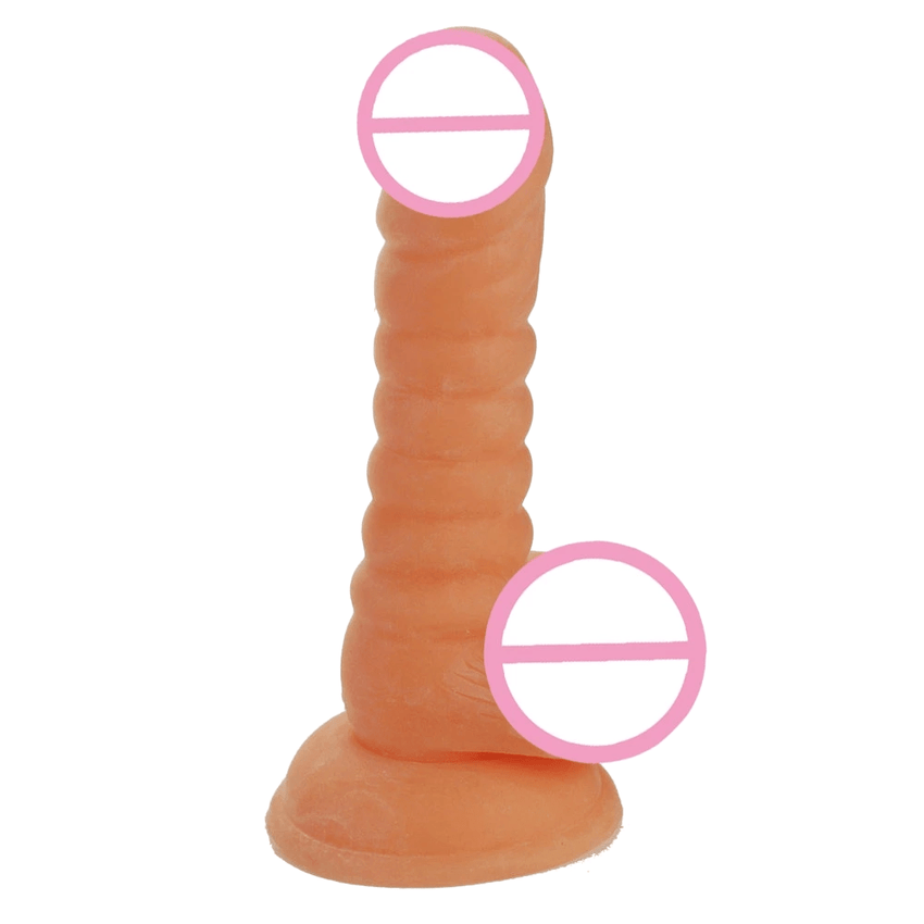 Spiral Textured Dildo With Suction Cup and Balls