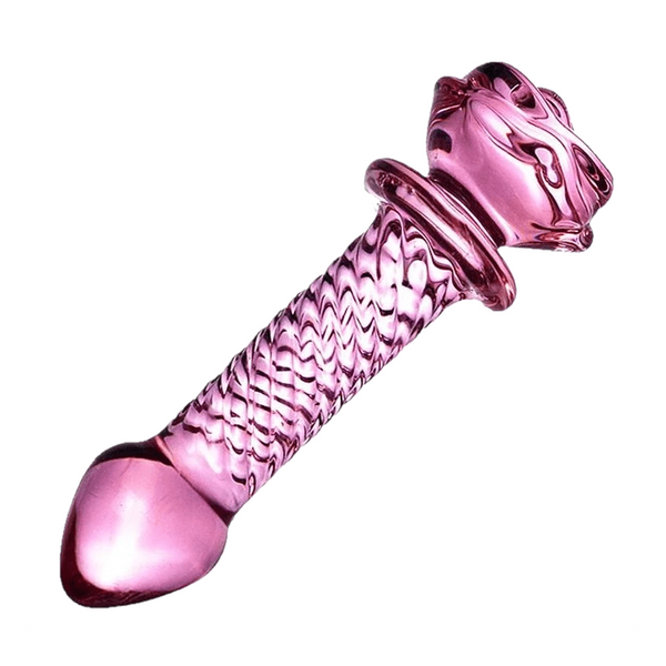 Seductive Pink Glass Rose Dildo