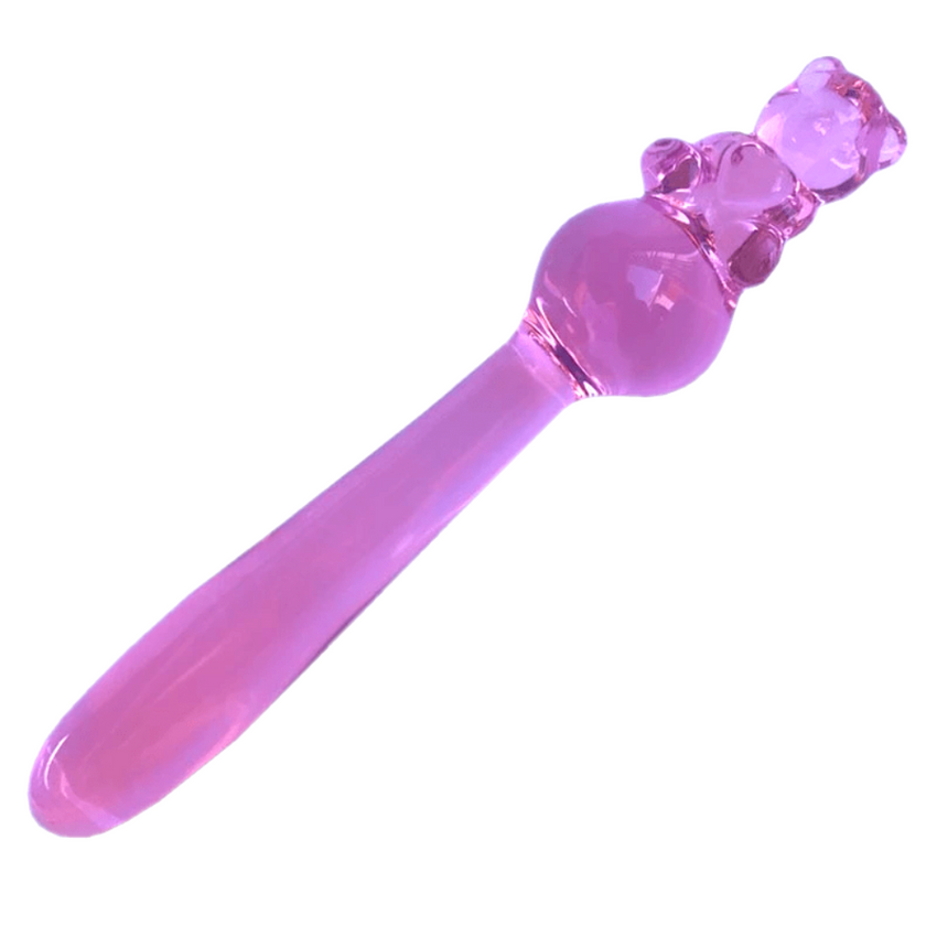 Smooth Pink Glass Teddy Bear Dildo