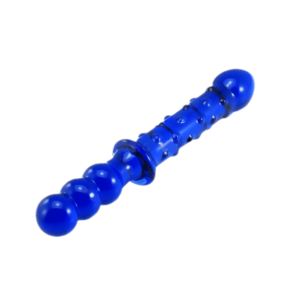 Dual Stimulation Blue Glass Dildo