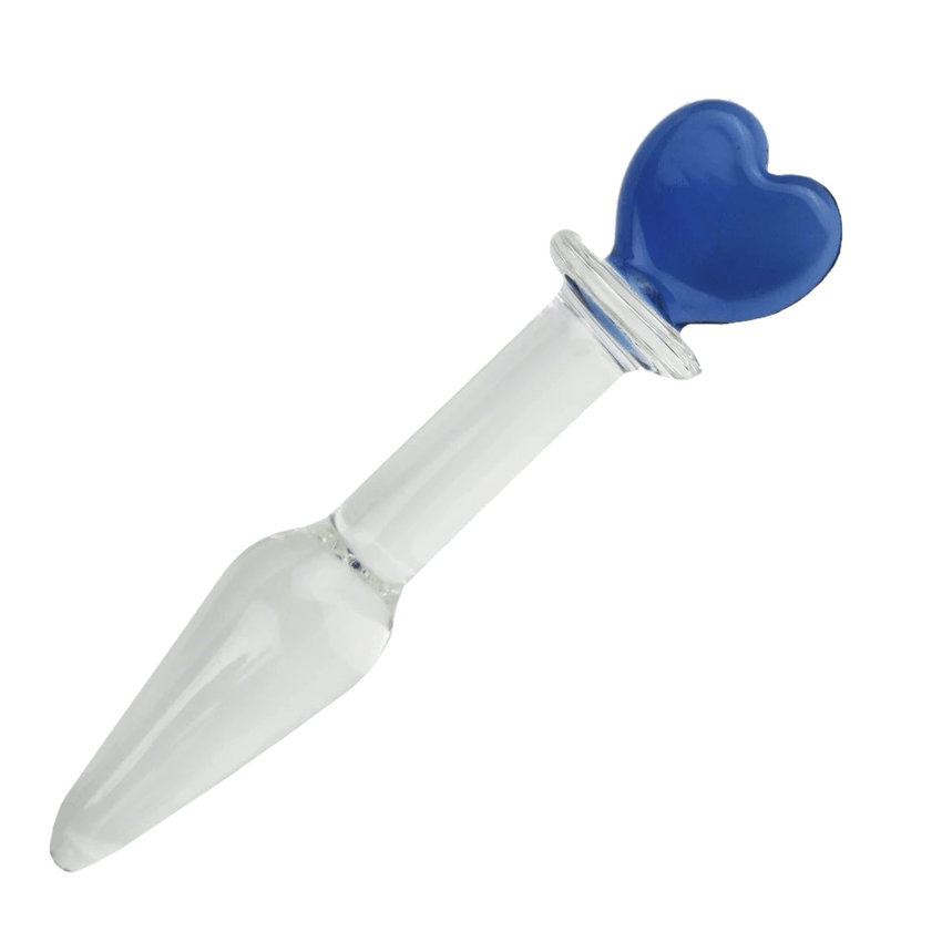 Cute Arrow-Shaped Blue Glass Heart Dildo