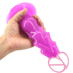 Shiny Ribbed 7 Inch Suction Cup Dildo