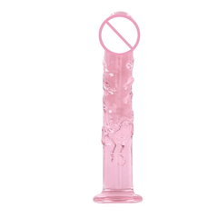 Glass Penis Replica 7 Inch Pink Dildo