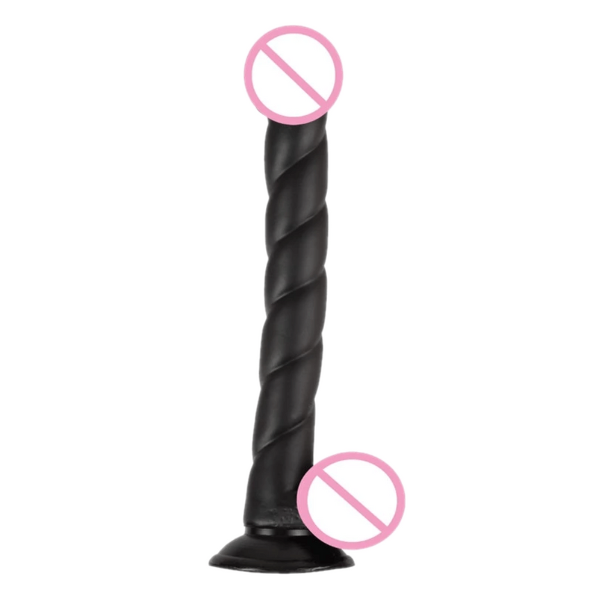 Twisting 11 Inch Black Suction Cup Dildo