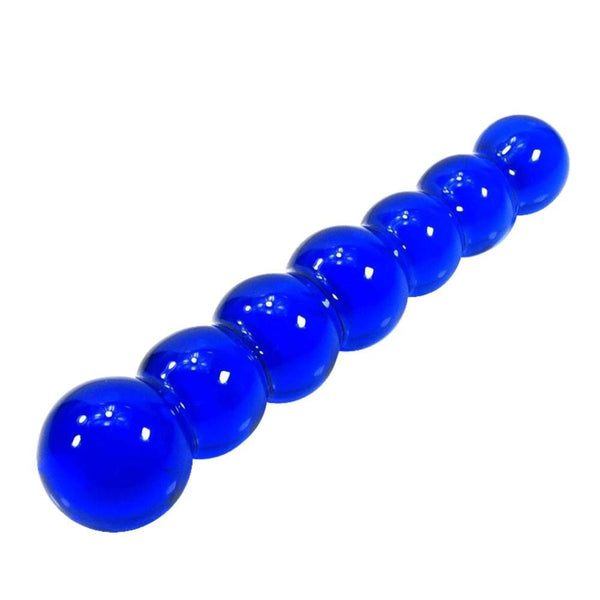 Beaded Glass Stimulator 6 Inch Blue Dildo