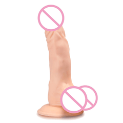 Flexible 6 Inch Textured Dildo With Suction Cup and Balls