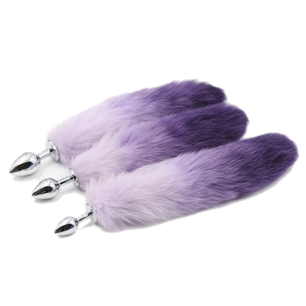 14' Stainless Steel Purple and White Fox Tail Plug