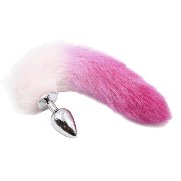 14' Stainless Steel Pink and White Fox Tail Plug