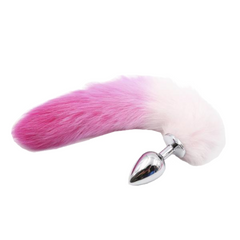 14' Stainless Steel Pink and White Fox Tail Plug